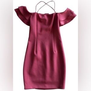 Guess - Pink Womens Off Shoulder Charmaine Delight Ruffle Sleeve Cocktail Dress